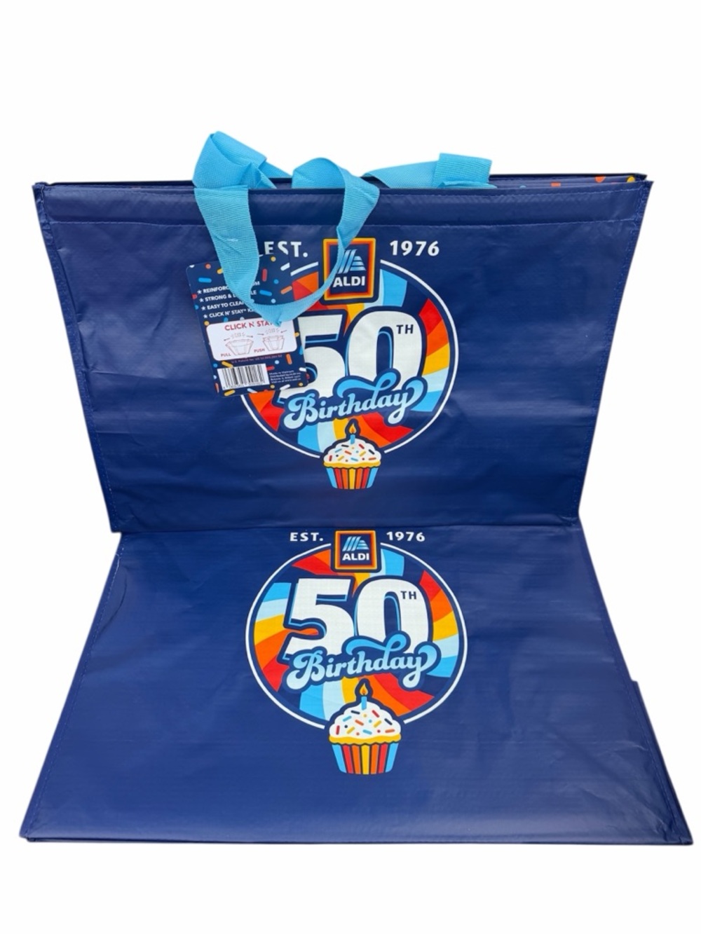 Set of TWO Aldi Gear 50th Birthday Bag Reusable Tote